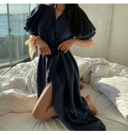 Women's Ruffles Bathrobe Short Sleeve Solid Korea Style Ladies Dressing Gown Puffer Sleeve Homesuit Nightwear For Female $48....