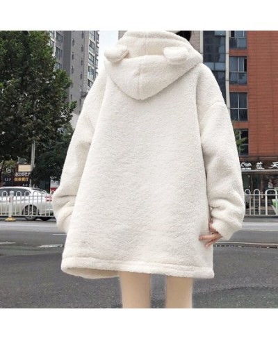 Woolen Coat Women Winter Cardigan Hooded Cute Kawaii Pink Lolita Coats Female Lamb Cotton Padded Embroidered Jacket $50.31 - ...