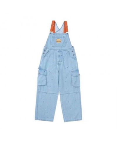 Spring Women Denim Overalls Blue Straight Long Wide Leg Jumpsuit 2023 Korean Streetwear Fashion Summer Women Thin Denim $60.6...