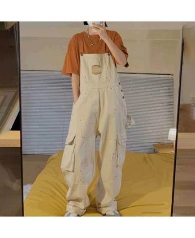 Spring Women Denim Overalls Blue Straight Long Wide Leg Jumpsuit 2023 Korean Streetwear Fashion Summer Women Thin Denim $60.6...