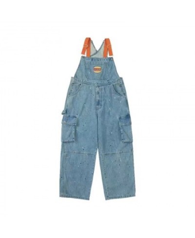 Spring Women Denim Overalls Blue Straight Long Wide Leg Jumpsuit 2023 Korean Streetwear Fashion Summer Women Thin Denim $60.6...