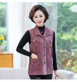 5XL Loose Size Vests For Women Fashion Embroidery Corduroy Spring Autumn Jacket Middle-Aged Elderly Thin Waistcoat 1294 $39.5...
