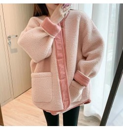 Autumn winter Imitation Lamb Fleece Jacket for Women warm Overcoat vintage Splicing button pocket long sleeve loose Female co...