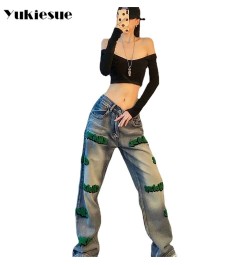 spring 2022 womens high waist patchwork Women's Wide leg jeans baggy woman denim capris Pants jean mom jeans trousers $47.17 ...