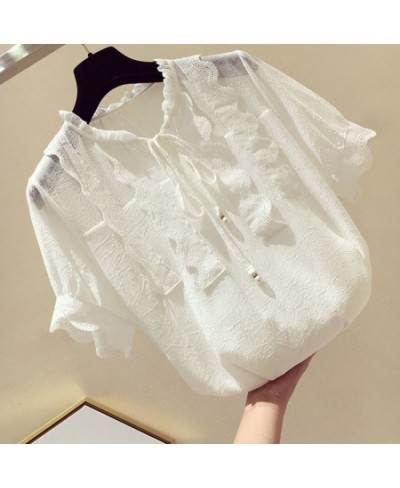 Summer Chiffon Blouse Women Korean Wild Shirts Tops Woman White/Gray/Pink Blouse Shirt Women Plus size Slim Blouses Vintage $...