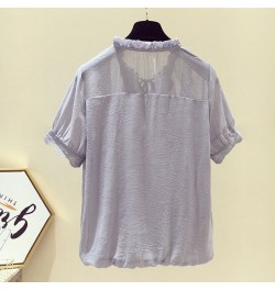 Summer Chiffon Blouse Women Korean Wild Shirts Tops Woman White/Gray/Pink Blouse Shirt Women Plus size Slim Blouses Vintage $...