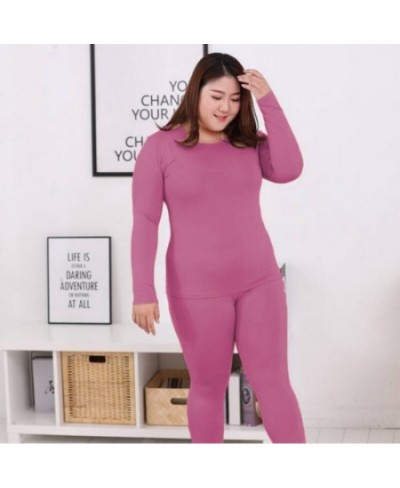 Thermal Underwear Suit Women Clothing Autumn Women Long Johns Solid Warm Winter Girls Underwear 3XL 4XL 5XL 90KG Wear $32.27 ...