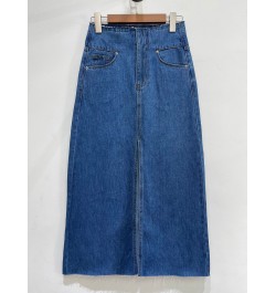 Women's high waist midi Denim skirt 2023 new fashion casual lady slit skirt $78.54 - Jeans