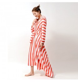 Printing Robe Long Sleeves Night Dress Flannel Bathrobe Cardigan Star Stripe Kimono Sleepwear V Neck Sexy Home Dress Lounge $...