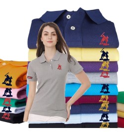 High Quality Women's Summer Big-Horse Logo Short Sleeve Polo Shirt 100% Cotton Fashion Casual Golf Lapel Sweatshirt Tops $37....