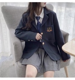 Woman School College Uniform Blazers Korean Fashion Bear Embroidery England Style Jackets Loose JK Coats Women Clothing $38.7...