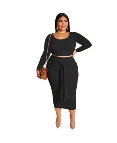 Women's Clothing Plus Size Sets 2023 Autumn Soild Color Fashion Pencil Skirt Suit Thick Long Sleeve Two-Piece Set Urban Casua...