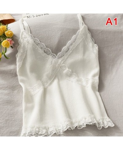 Women Summer 2022 Lace Fashion Tank Top Female Korean Style V Neck Sleeveless Sexy Blouse Cropped Knitwear $18.11 - Tops & Tees