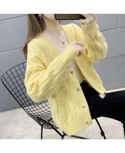 Women's Knitted Cardigan Sweater Loose Fashion New Autumn And Winter Western Style Casual Jacket Coat Women $42.42 - Sweaters