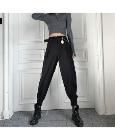 2023 Fashion Women Streetwear Cargo Pant Korean Style Wide Leg Elastic Waist Harem Pant Female Casual Loose Jogger Trouser $3...