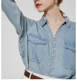 new denim shirt female long-sleeved all-match shirt $32.90 - Tops & Tees