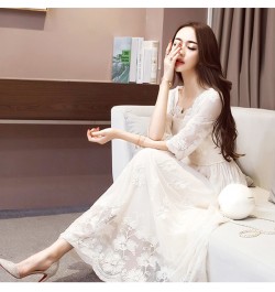 Spring 2022 New Women's South Korea Large Yards Long Lace Dress Aristocratic Temperament of Cultivate One's Morality Dress $4...