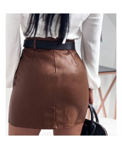 High Waist PU Faux Leather Women Skirt Rhinestone Elengant High Waist Leather Pencil Mini Length Skirt Pearl Chic Streetwear ...