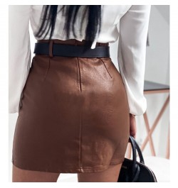 High Waist PU Faux Leather Women Skirt Rhinestone Elengant High Waist Leather Pencil Mini Length Skirt Pearl Chic Streetwear ...