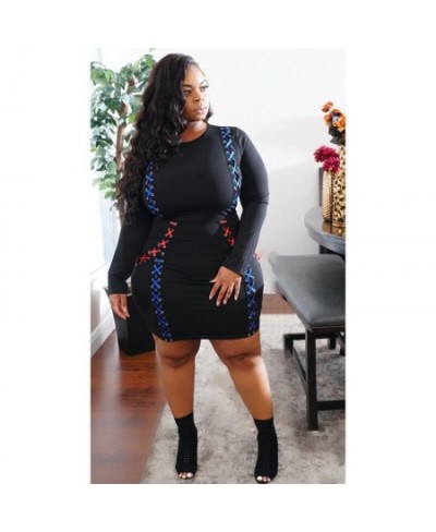 Plus Size Dresses Black Women's Waist Tie Panel Commuter One Step Dress Bandage Ribbon Round Neck Large Size Dress $60.00 - P...