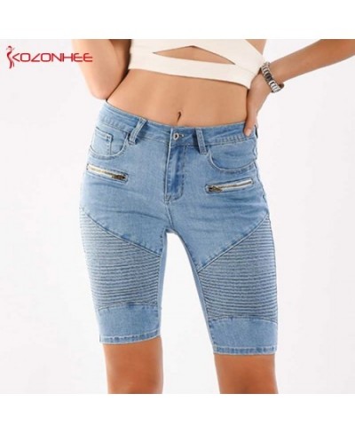 Skinny Stretch Blue Jeans With Mid Waist For Women Knee Length Pencil Thin Jeans Pants For Female T52 $46.31 - Jeans