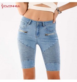 Skinny Stretch Blue Jeans With Mid Waist For Women Knee Length Pencil Thin Jeans Pants For Female T52 $46.31 - Jeans