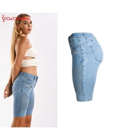 Skinny Stretch Blue Jeans With Mid Waist For Women Knee Length Pencil Thin Jeans Pants For Female T52 $46.31 - Jeans