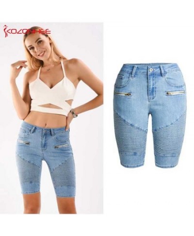 Skinny Stretch Blue Jeans With Mid Waist For Women Knee Length Pencil Thin Jeans Pants For Female T52 $46.31 - Jeans