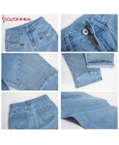 Skinny Stretch Blue Jeans With Mid Waist For Women Knee Length Pencil Thin Jeans Pants For Female T52 $46.31 - Jeans