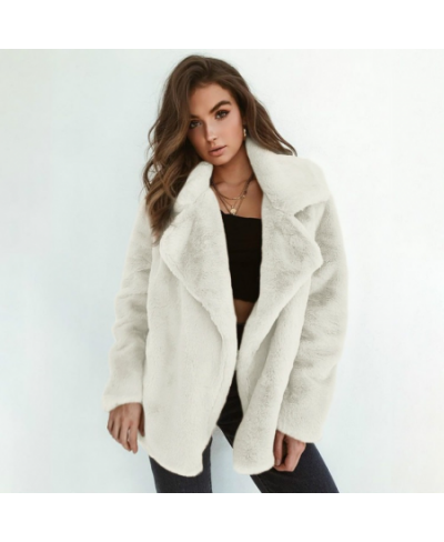 Women's Autumn/winter Faux Fur Coat New Style Jacket Rabbit Fur Coat Lapel Mid-length Warm Color Elegant Solid Color Coat War...