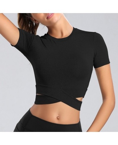 Sports Tight Yoga Shirts Crop top Women short sleeve t-shirt Gym Tops Fitness Running Workout Sport top Gym Wear Sports Wear ...