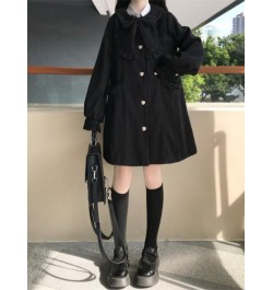 Warm Winter Kawaii Sweet Coat Women White Japanese Cute Long Wool Coat Female Peter Pan Collar Loose Korean Style Overcoat 20...