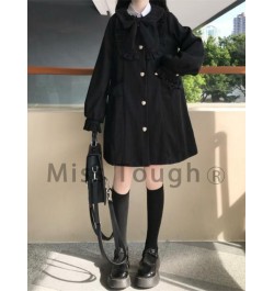 Warm Winter Kawaii Sweet Coat Women White Japanese Cute Long Wool Coat Female Peter Pan Collar Loose Korean Style Overcoat 20...