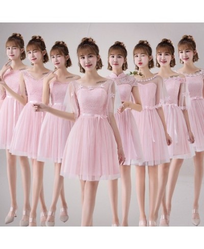 Pink Fairy Bridesmaid Dress A-Line Ball Gown Lace Tulle Short Prom Dress Wedding Party Sexy Dresses $39.80 - Dresses