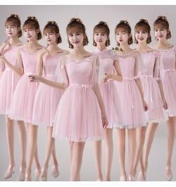 Pink Fairy Bridesmaid Dress A-Line Ball Gown Lace Tulle Short Prom Dress Wedding Party Sexy Dresses $39.80 - Dresses