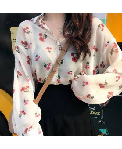 Blouses Women Ulzzang Summer Spring New College Fresh Floral Sun-proof Long Sleeve Femme Blusas All-match Vintage Lady Shirts...