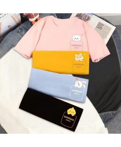 Harajuku y2k 100% Cotton T Shirt Cute Anime Loose Tees Ulzzang Kawaii Animal Printing Summer Short Sleeved T-shirts Women Top...