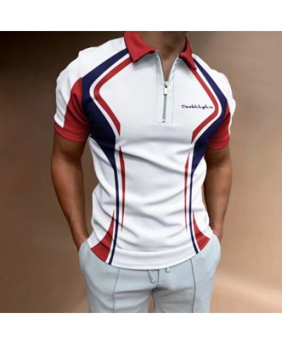 2023 Summer Fashion Men Polo Shirt Stripes Short Sleeve Man Polo Shirt Breathable Tops Slim Business Turn Down Collar $27.57 ...