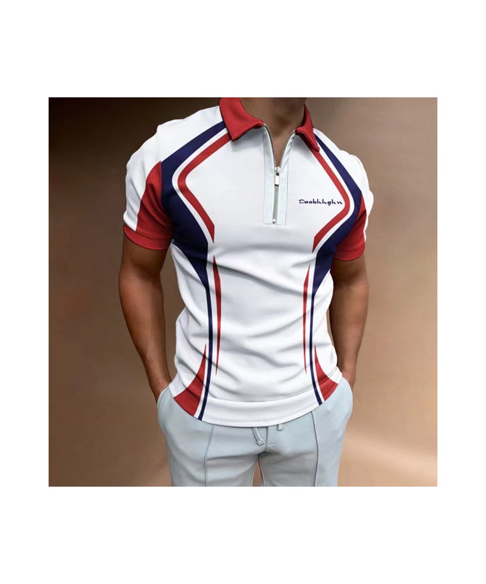 2023 Summer Fashion Men Polo Shirt Stripes Short Sleeve Man Polo Shirt Breathable Tops Slim Business Turn Down Collar $27.57 ...