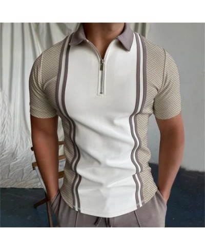 2023 Summer Fashion Men Polo Shirt Stripes Short Sleeve Man Polo Shirt Breathable Tops Slim Business Turn Down Collar $27.57 ...