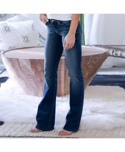 New Women Flare Jeans Slim Denim Trousers Vintage Bell Bottom Jeans High Waist Pants Stretchy Wide Leg Jeans $45.59 - Jeans