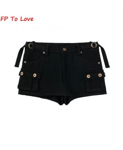 Y2K Armygreen Pocket Shorts Mini Skirts Sexy High Street Black Stylish Button Chic Bottom Woman Female $42.35 - Skirts