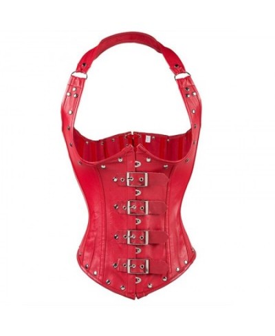 Red Black Steam Punk Leather Underbust Corsets Bustier Rivet Suspender Buckle Waist Cincher Bustier Women Modeling Strap $50....