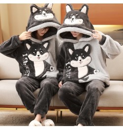 Winter Couple Pajamas Set Women Men Plush Soft Thicken Pyjamas Sleepwear Korean Loose Homewear Cartoon Panda Pyjamas Suit $68...