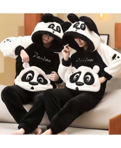 Winter Couple Pajamas Set Women Men Plush Soft Thicken Pyjamas Sleepwear Korean Loose Homewear Cartoon Panda Pyjamas Suit $68...