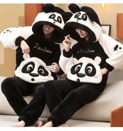 Winter Couple Pajamas Set Women Men Plush Soft Thicken Pyjamas Sleepwear Korean Loose Homewear Cartoon Panda Pyjamas Suit $68...