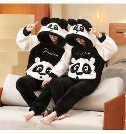 Winter Couple Pajamas Set Women Men Plush Soft Thicken Pyjamas Sleepwear Korean Loose Homewear Cartoon Panda Pyjamas Suit $68...