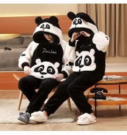 Winter Couple Pajamas Set Women Men Plush Soft Thicken Pyjamas Sleepwear Korean Loose Homewear Cartoon Panda Pyjamas Suit $68...