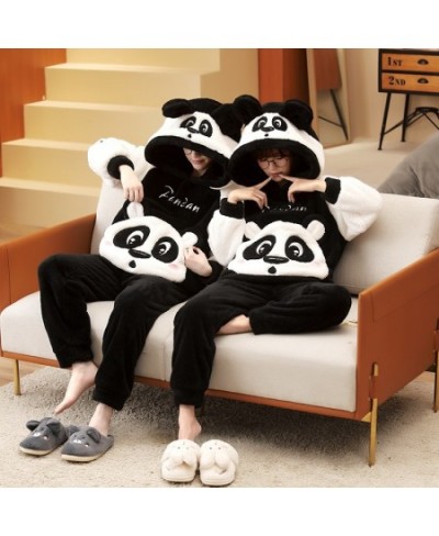 Winter Couple Pajamas Set Women Men Plush Soft Thicken Pyjamas Sleepwear Korean Loose Homewear Cartoon Panda Pyjamas Suit $68...