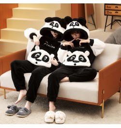 Winter Couple Pajamas Set Women Men Plush Soft Thicken Pyjamas Sleepwear Korean Loose Homewear Cartoon Panda Pyjamas Suit $68...